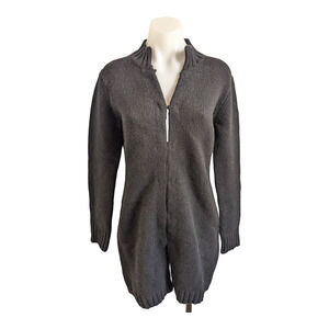 New Gap Size Small Lambswool Cardigan Sweater Black Mock Neck Long Sleeves